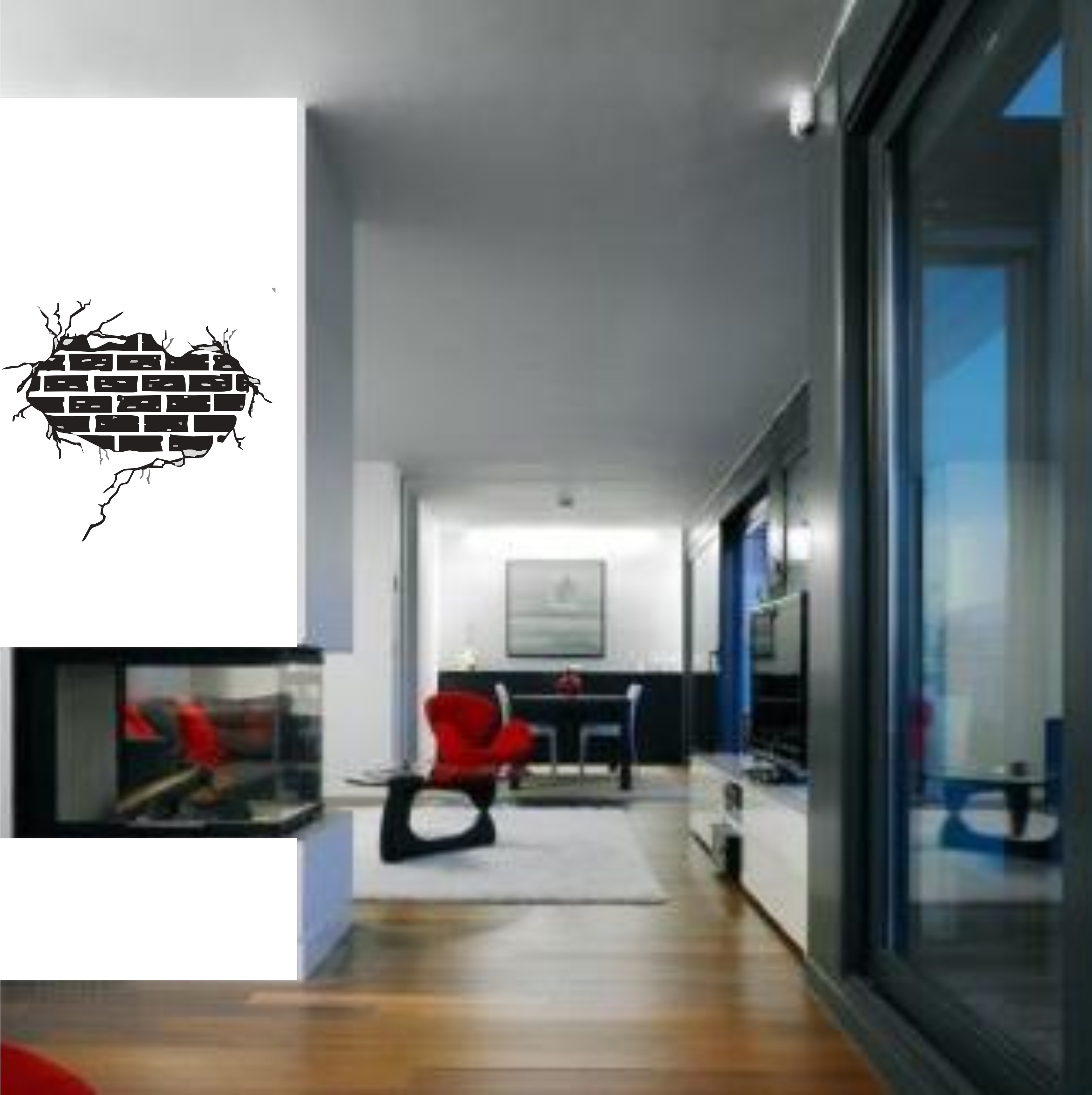 Samolepka,dekorace na zeď: Zeď ( 60 cm x 55 cm) Mercisalon